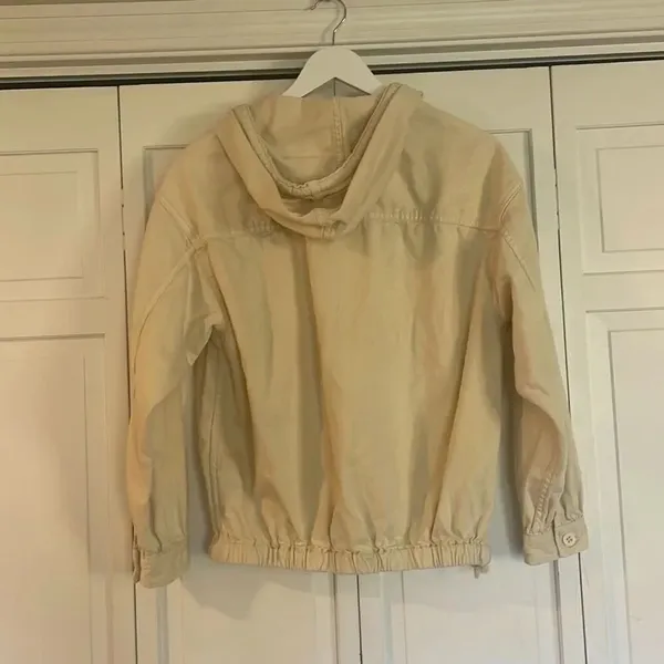 American Eagle cream cotton hooded pullover sweater size xs - Image 6