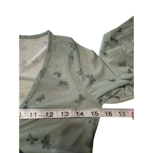 See You Monday green butterfly mesh top Sz S NWT - Image 6