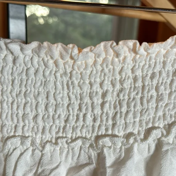 Garage White Smocked Tiered Ruffle Mini Skirt Size Medium Boho Coquette - Image 9