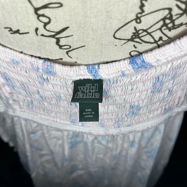 Women's XXL Wild Fable Light Pink Floral Maxi Slip Dress with Blue Flowers - Image 5
