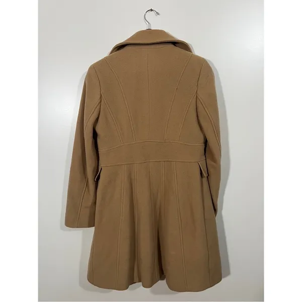 Kenneth Cole Wool Trench Coat in Camel Brown Size 4 Tan Vintage 90s - Image 2