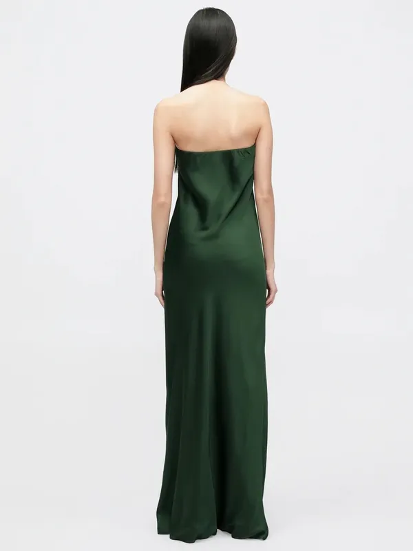 Norma Kamali Bias Strapless Gown in Dark Emerald - Image 2