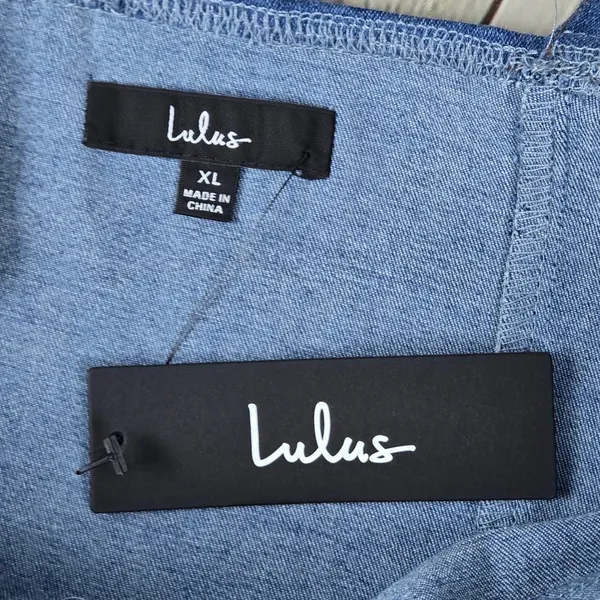 Lulus Considered Charisma Blue Chambray Bustier Mini Dress XL HD5162 NWT - Image 5