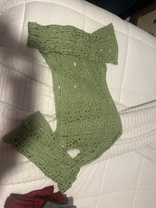 peppermayo green crochet top long sleeve - Image 5