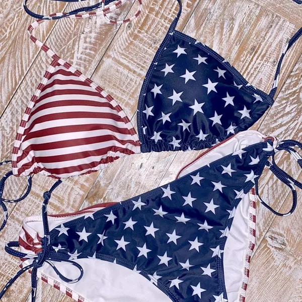 🇺🇸🎆Flag Scrunch Butt Bikini 🎆🇺🇸~lg Red - Image 3