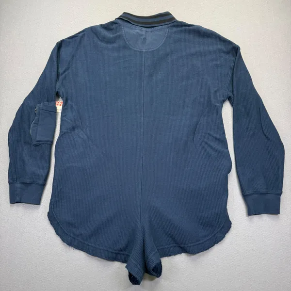 FP‎ Movement Free People Varsity Romper Navy Blue Ribbed Long Sleeve Size M NEW - Image 9