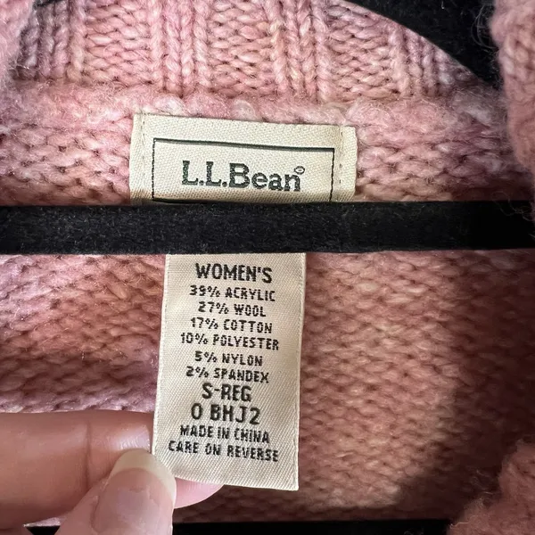 L.L. Bean Womens Long Sleeve Button-Up Wool Blend Pink‎ Sweater Sz S Cottagecore - Image 4