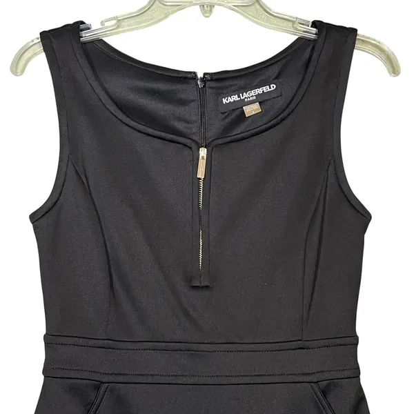Karl Lagerfeld Paris Dress Womens 4 Sleeveless Sheath Zipper Pockets Career Work - Image 10