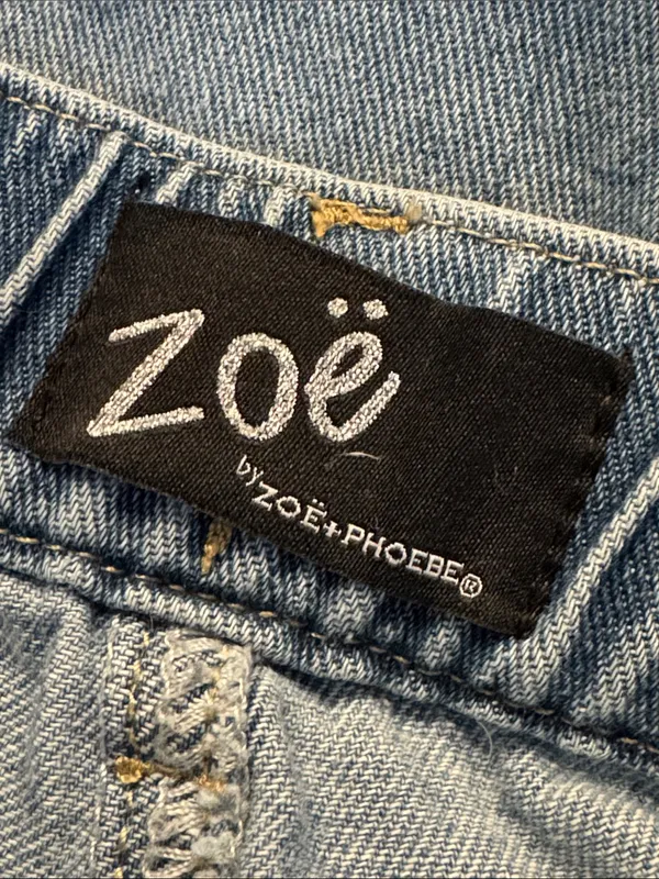 ZOE + PHOEBE High Rise Wide-Leg Jeans 5 Fits Like 26/2 Light Distressed Wash EUC - Image 3