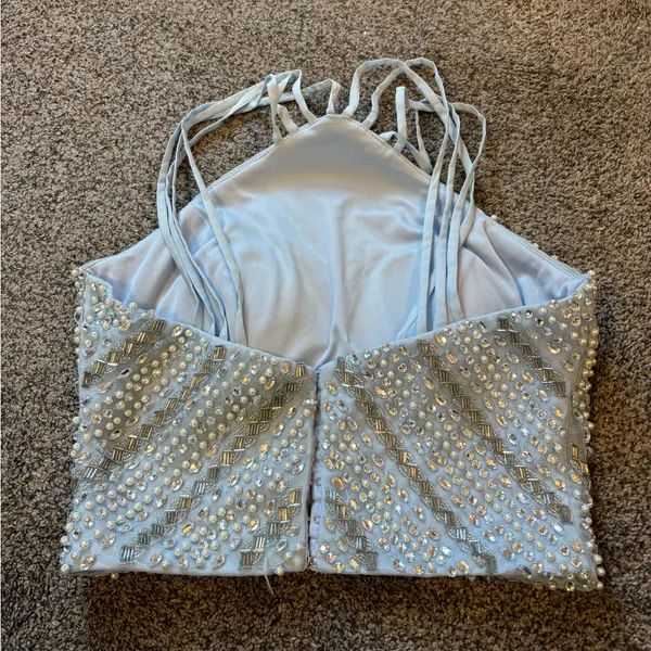 Blue Beaded Halter Top - Image 3