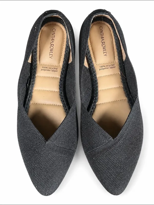 Cynthia Rowley Black Pointed Knit Slip-Ons - Image 2