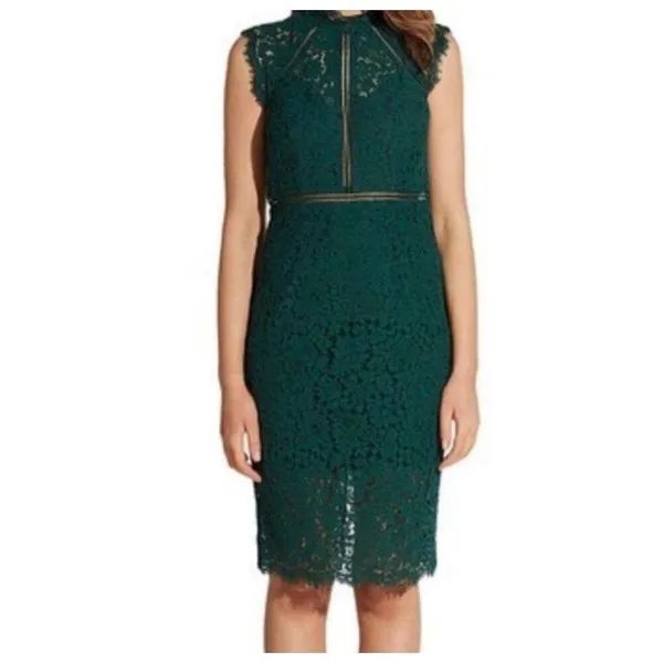 Bardot green lace panel US8 night out mini dress - Image 2