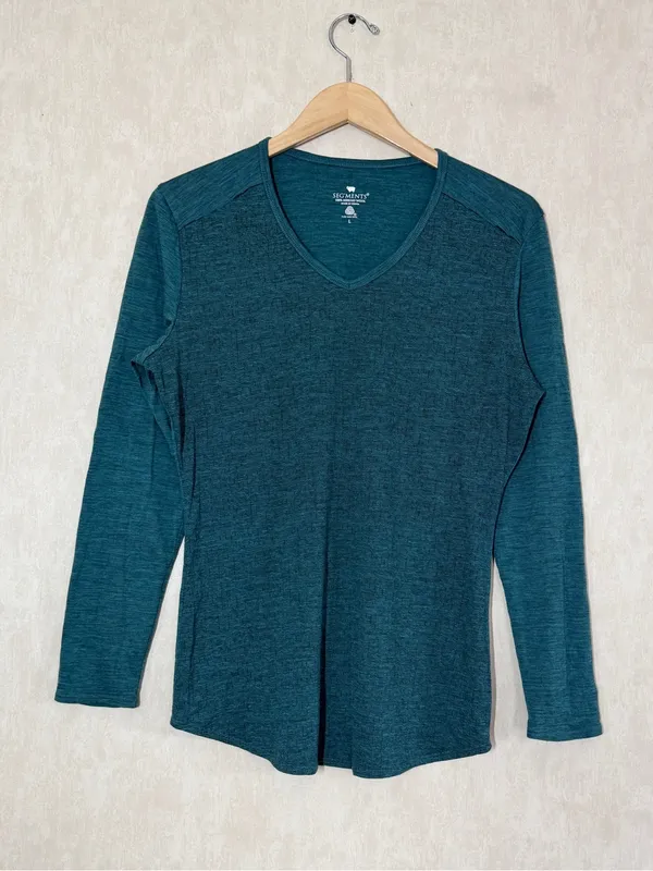 Seg’ments Women’s 100% Merino Wool Thermal Base Layer Shirt Top Longsleeve L - Image 2