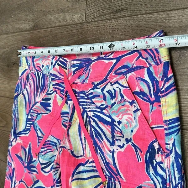 Lilly Pulitzer Galley Linen Pants Tiki Pink Cabana Crazed Linen Size 4 - Image 6