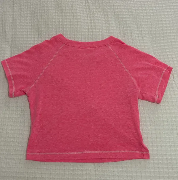 Altar'd State AS Revival Pink Stitched Woman’s Cropped Tee, Size Small. - Image 4