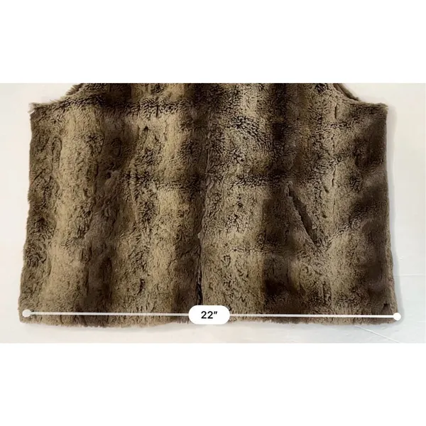 Betsey Johnson Brown Faux Fur Vest sz‎ Large Striped Retro Fully Lined - Image 7