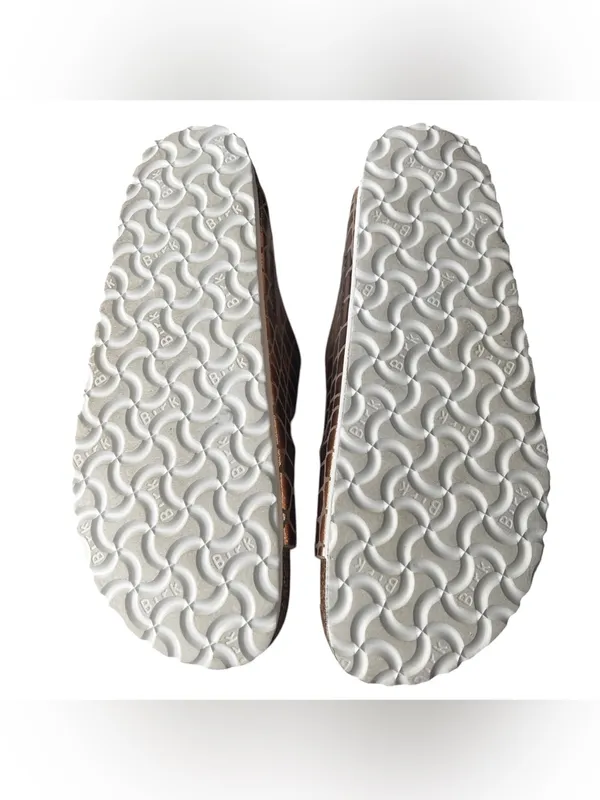 Birkenstock Arizona Gator Gleam Metallic Copper Sandals Ladies 9/40 - Image 5