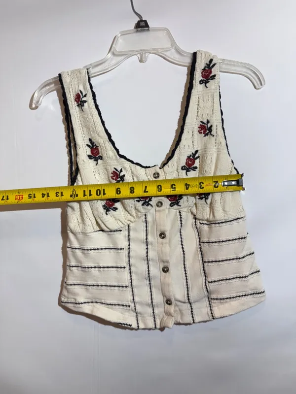 Free People Rose Bud Knit Top Cotton Blend Long Sleeve Size M - Image 4