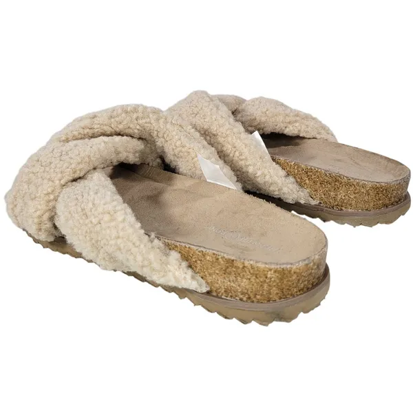 Treasure and Bond Sherpa Slide Sandals Cream Women Size 6‎ Comfort Cozy Warm - Image 5