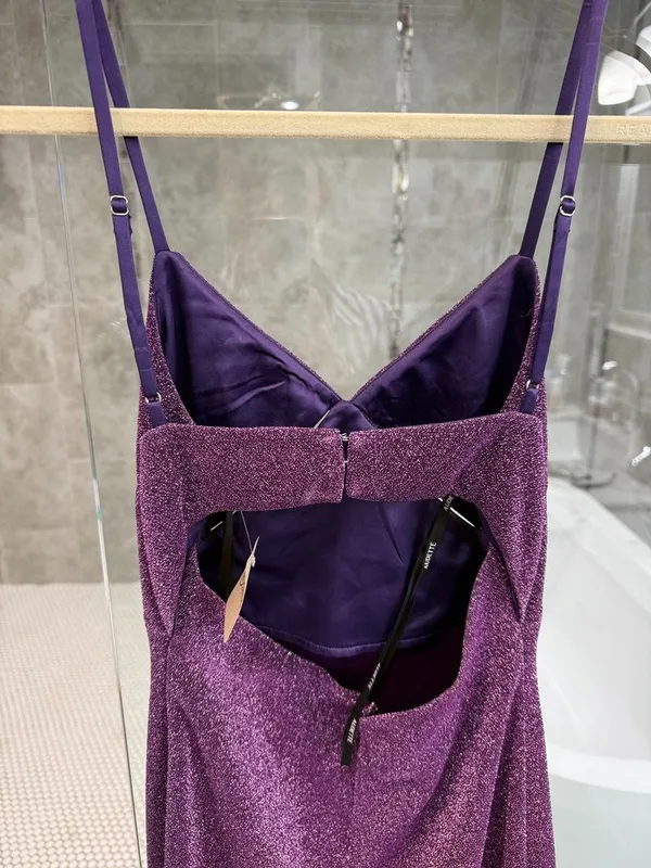 Shimmering Purple Cutout V-Neck Midi Dress by Audette Studios - *NWT size XS - Image 7