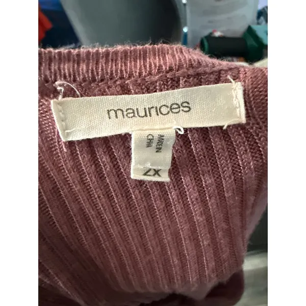 Maurice's Mauve Long sleeved waffle knit sweater with a cut-out‎ Sx 2X - Image 7