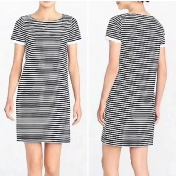 J. Crew striped ruffle sleeve shirt sleeve dress medium - Image 2