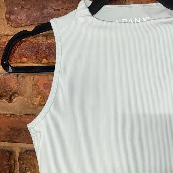SPANX Blue Contour Rib Mock Neck Crop Top Cropped Tank Women's Size Small - Image 3