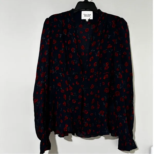 Reformation x Nara Smith Rose Print Blouse - Image 3