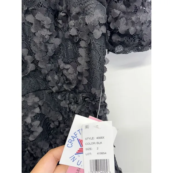 AQUA Formal Dress Size 2 Black Lace Knee Length Cocktail‎ Party Short Sleeve NWT - Image 9