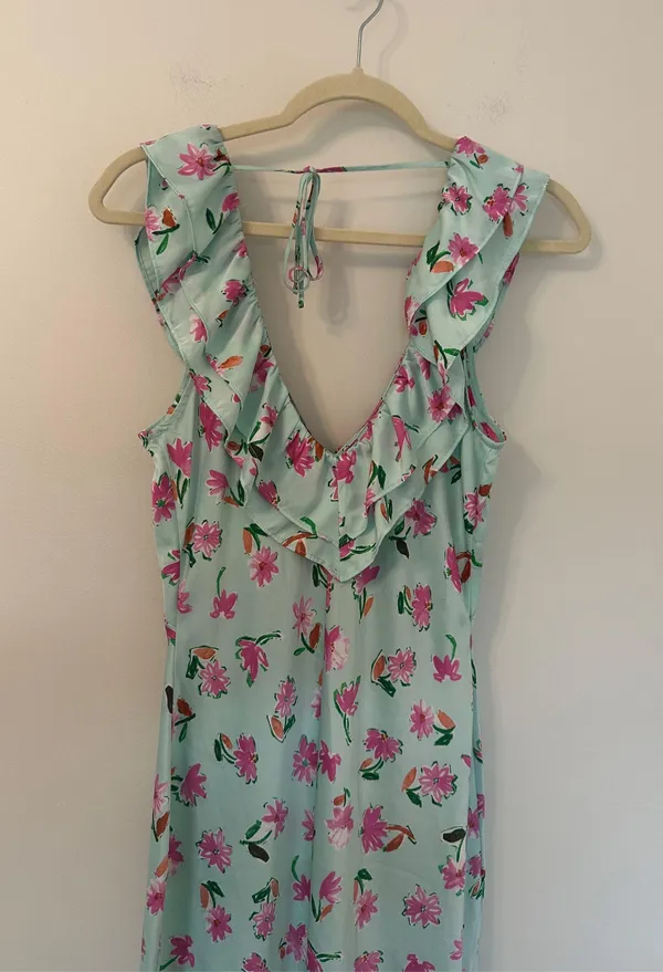 Zara Floral Satin Midi Dress - Image 8