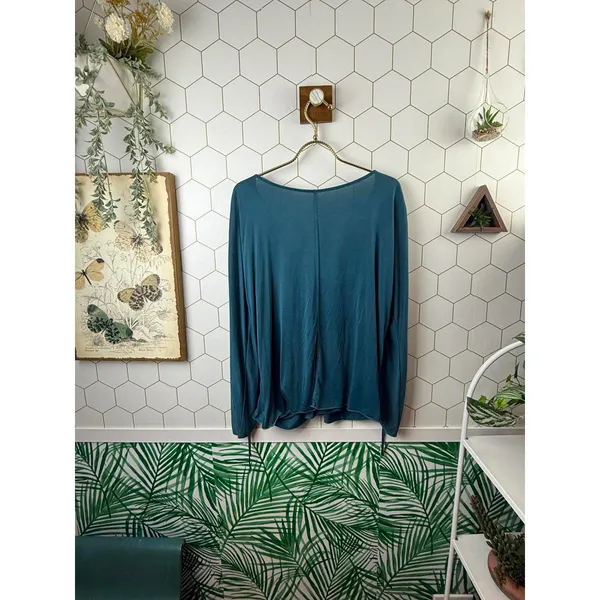 Free People Salt N Peppa Surplice Drawstring Sleeve Blue Top - Size - Medium - Image 3