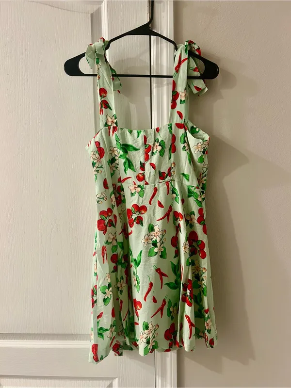 Umgee Mint Green Floral Tie-Shoulder Mini Dress - Image 3