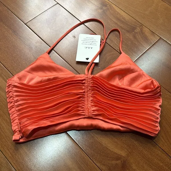ALC Frank NWT Pleated Coral Crop Camisole Top size‎ 2 - Image 5