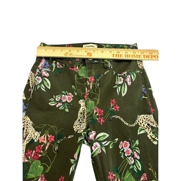 L'AGENCE Margot High Rise Skinny Jeans Guepard Floral Moss Green Cheetah Size 26 - Image 9