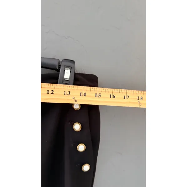 The Boot Womens Black Sailor Bootcut‎ Pants Gold Pearl Buttons Size 6 Mid Rise - Image 6