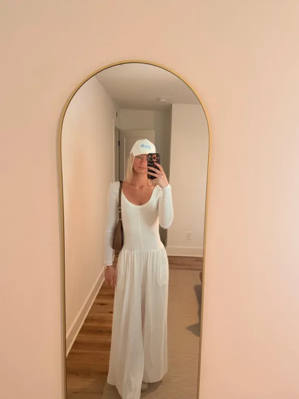 FREE PEOPLE Movement Hot Shot Wide Leg Onesie in White Size Small - Image 2
