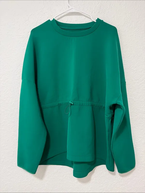 SWEATY BETTY Emerald Green Grace Scuba Pullover Sweatshirt Size XXL - Image 2