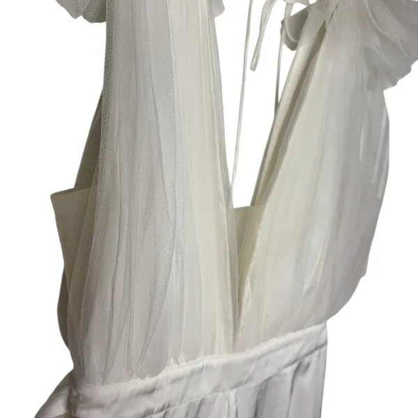🤍 Aakaa White Ruffle Tulle Bodice Wide Leg Jumpsuit Women’s M Bridal‎ 🤍 - Image 4