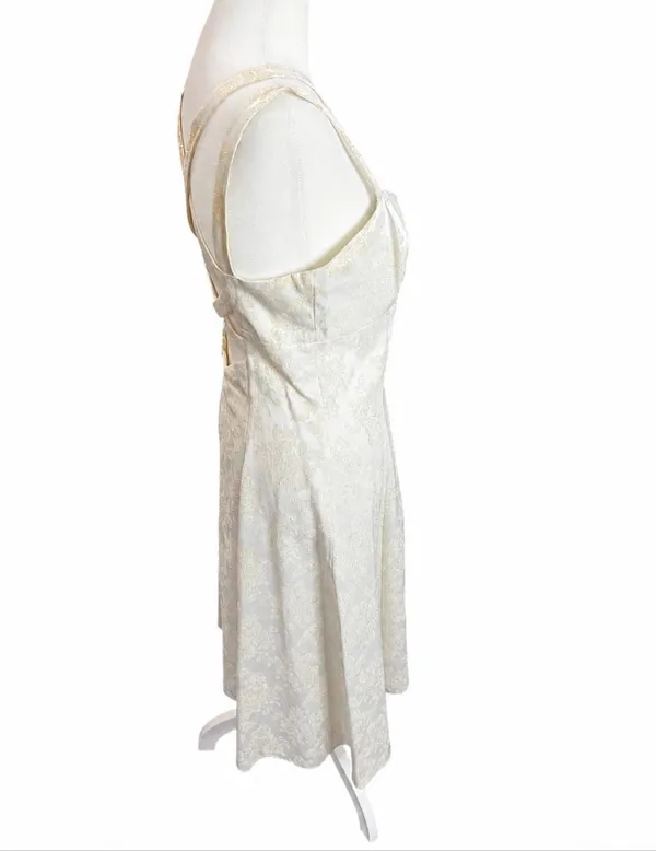 Jessica McClintock Gunne Sax Vintage Ivory Brocade Corset Dress 9/10 - Image 4