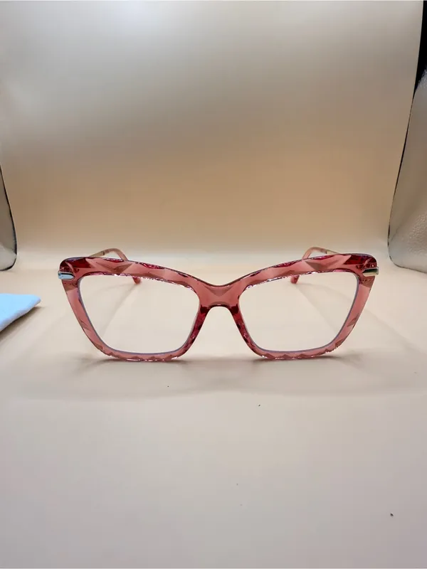 Zeelool Pink Tortoiseshell Women’s Fashion Glasses Frame, No prescription - Image 2