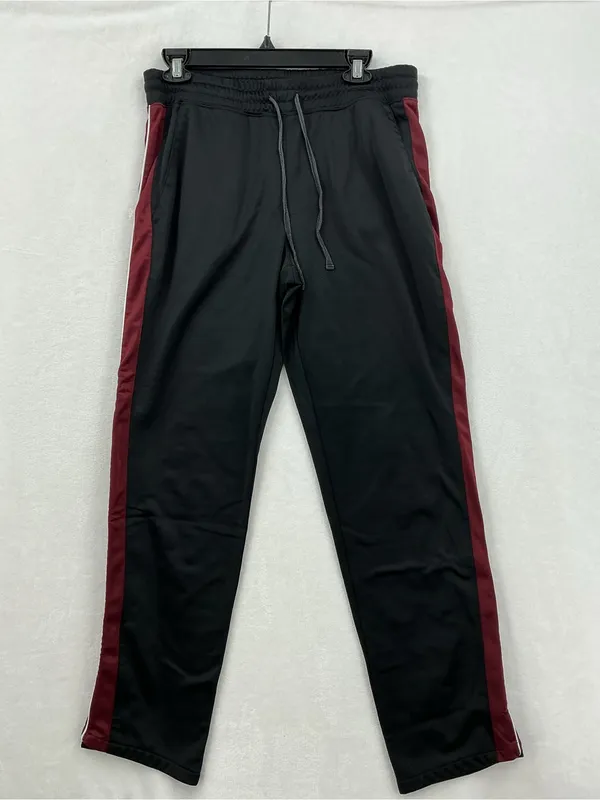 Free People Black Track Joggers with Burgundy Side Stripe 114 - Image 2