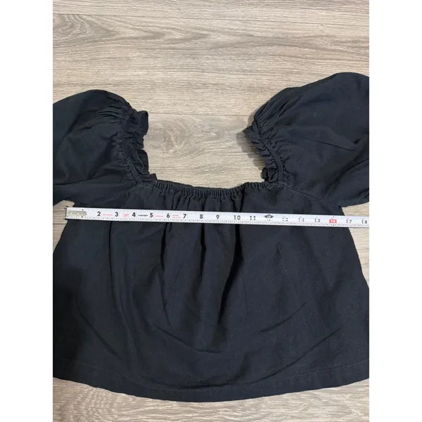 Abercrombie & Fitch Womens Crop Top Size S Black Linen Cotton Off The Shoulder‎ - Image 5