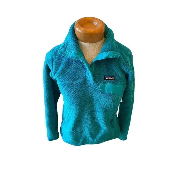 Patagonia Women's Re-Tool Snap-T Pullover - Used Color: True Teal - Big Sur Blue - Image 7