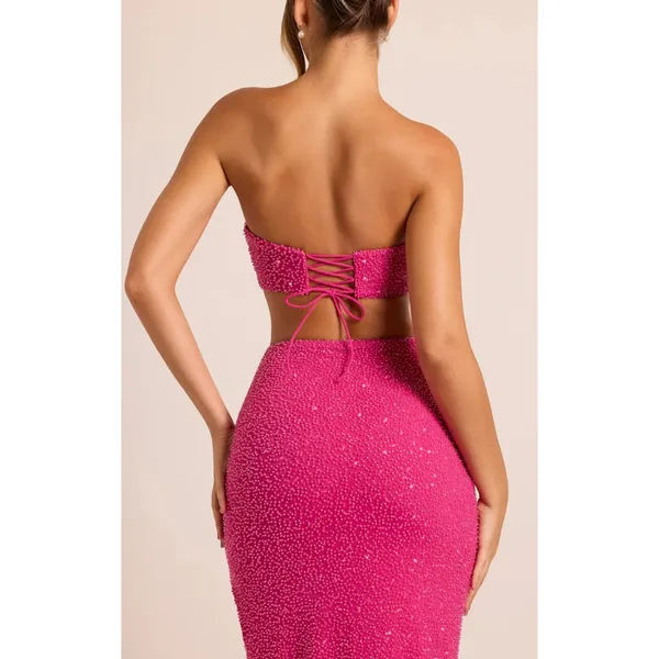 Oh Polly Embellished Cut Out Provence Maxi Dress in Fuchsia Size 12 - Image 2