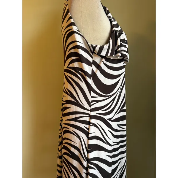 Enfocus‎ Studio Zebra Print Halter Neck Ruffle Dress 12 Y2K boho whimsi animal - Image 2