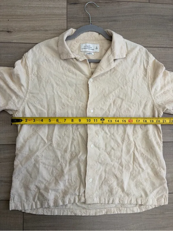 Abercrombie & Fitch The Summer Linen Blend Cropped Eyelet Quilted Button Down S - Image 6