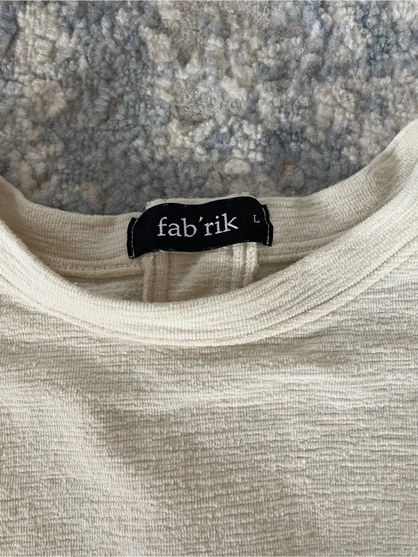 fab'rik Kids Cream Textured Long Sleeve Top - Image 2
