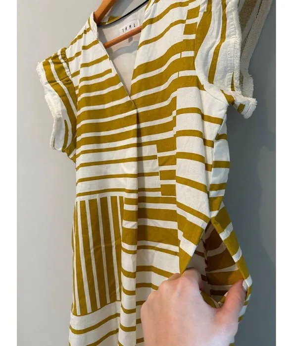 THML Dress Mustard Design Pockets Short Sleeve - Image 4