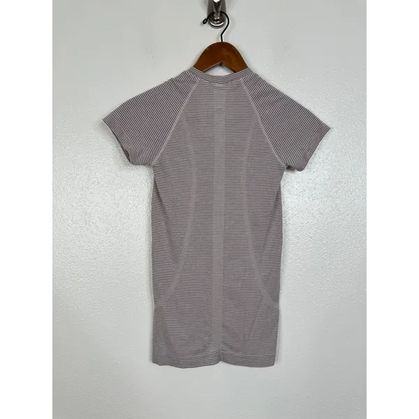 Lululemon Swiftly Tech Short Sleeve Crew Striped Purple White Size 2 - Image 2