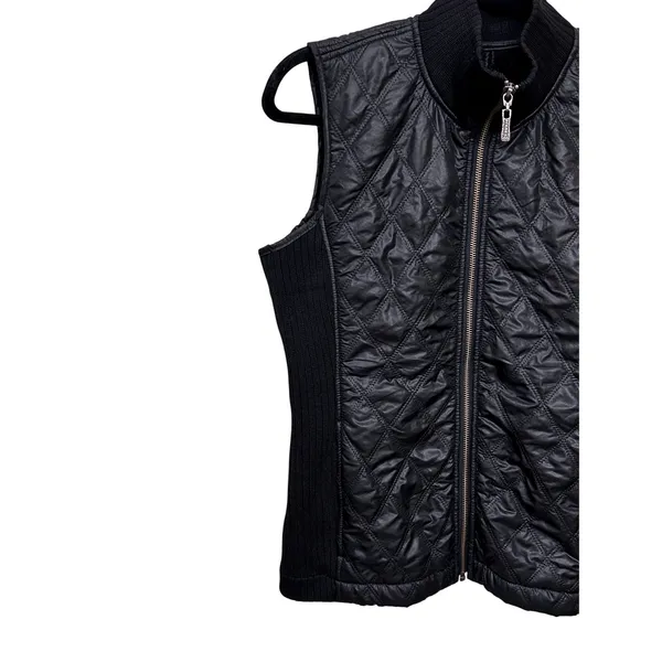 prAna Womens Black Quilted Sherpa Lined Full Zip Puffer Vest Ribbed Trim Small - Image 15